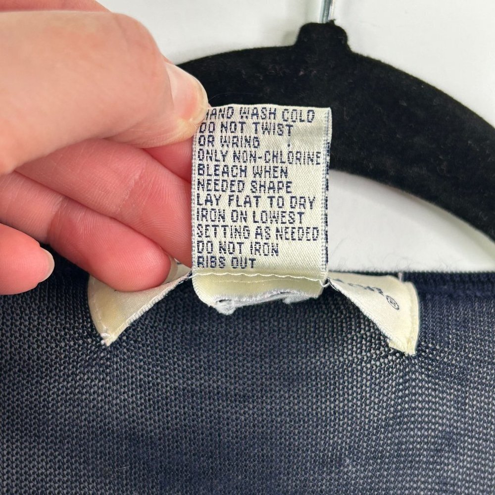 Norton McNaughton vintage black short sleeve mesh and‎ ribbed blouse size large - Picture 6 of 9